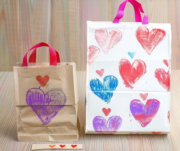 Craft Valentine treat bags using custom stamps