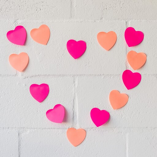 Heart-shaped sticky notes