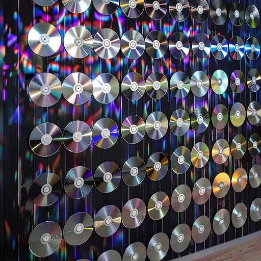 CDs wall decoration for y2k party