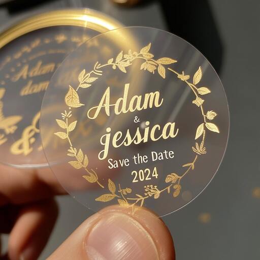 Foil stickers add an elegant touch to wedding invitations