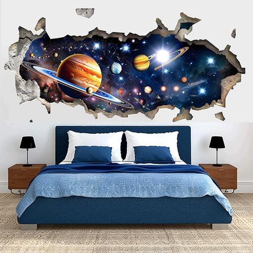 Use 3D wall stickers as the most interesting spot of your bedroom