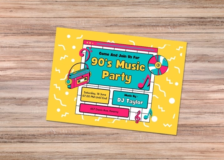 90s Theme Party invitations