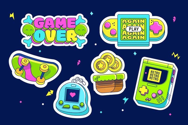 Arcade-themed stickers are great party favors