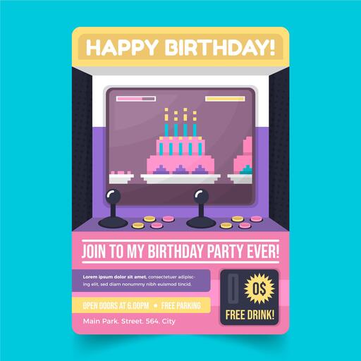 Create Arcade-themed invitations