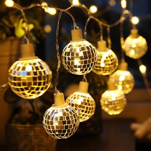 Hang disco string lights