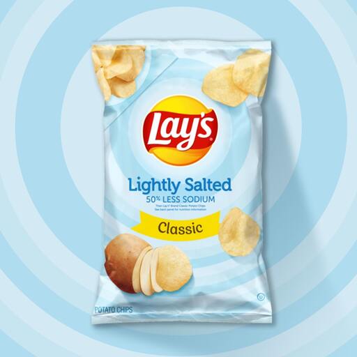 Lay’s lightly salted chips for a light blue color party basket