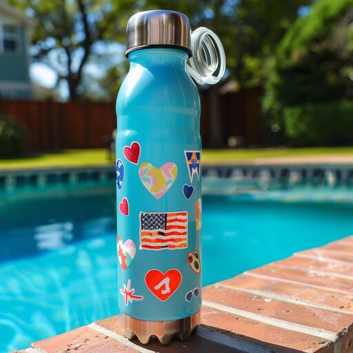 Personalized water bottles with die cut stickers