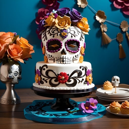 Sugar skull cake as a stunning dessert