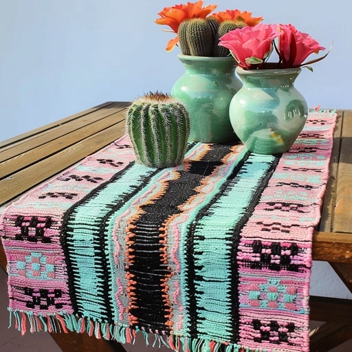 Use Mexican blankets as table runners