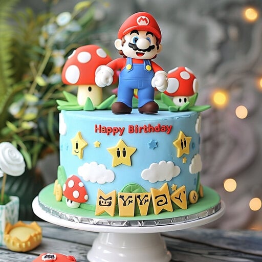 A themed birthday cake is neccessary for your Mario birthday party