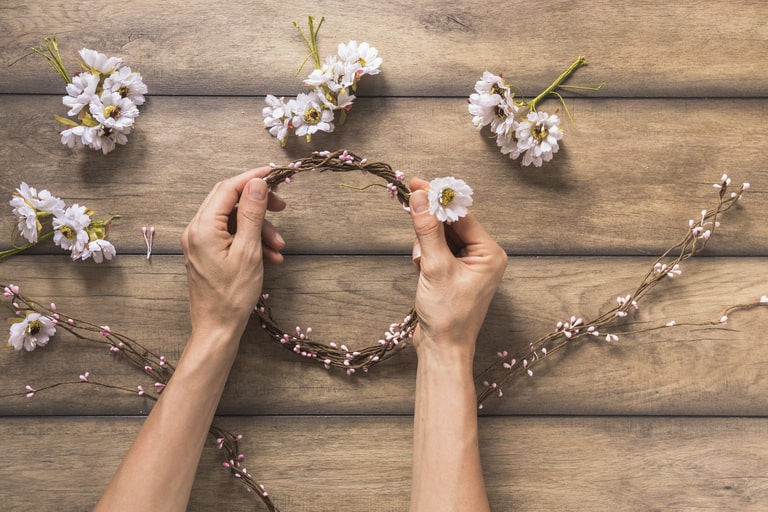 DIY flower crowns for Bride Team