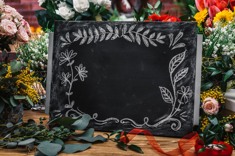 Personalized Chalkboard Sign adds a rustic vibe for outdoor party