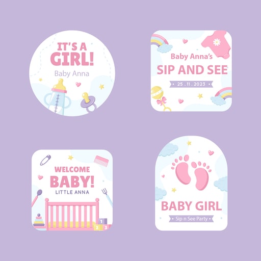 Stickers for Sip and See party