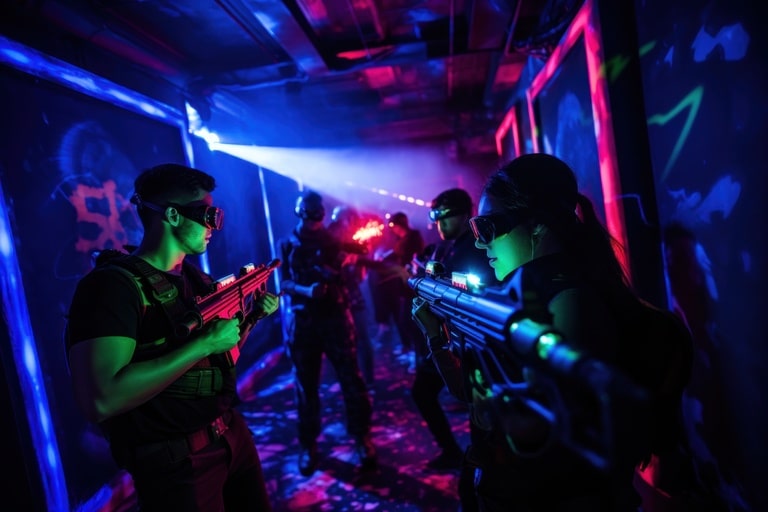 Think about a lively laser tag party