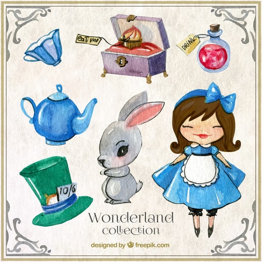 Alice in Wonderland themed stickers