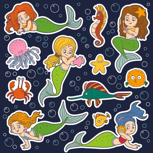 Mermaid & Sea Creature Cutouts