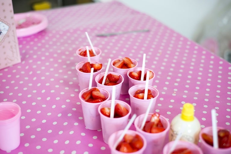 Polka Dot Tablecloths in pink and white