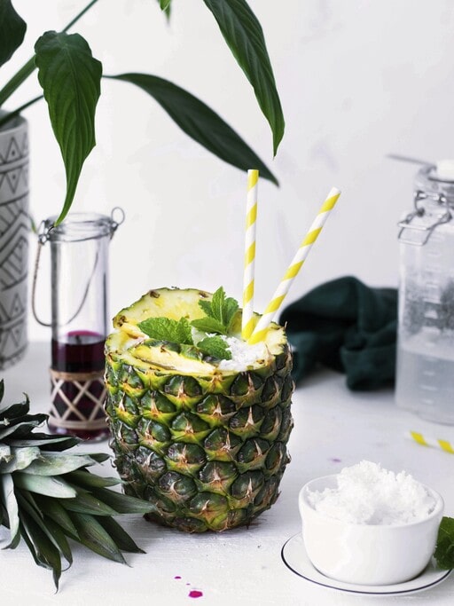 Tropical Tiki Bar with pineapple drink