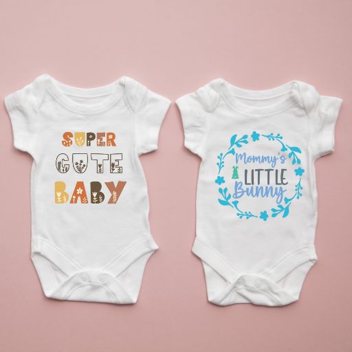 Customized onesies set with neutral design iron-on DTF transfers