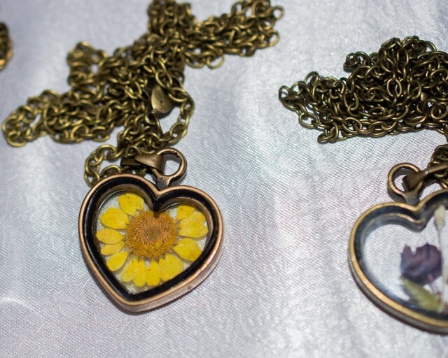 Pressed flower necklace