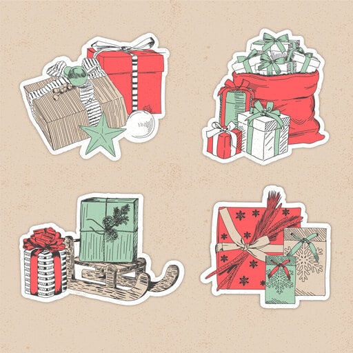 Xmas-themed Die-Cut Sticker Set