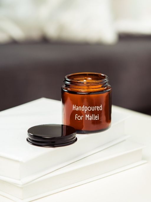 How to Build the Perfect Date Night Gift Basket by Yourself (5 Easy Steps) 5 Personalized a handpoured candle jar with UV DTF transfer stickers