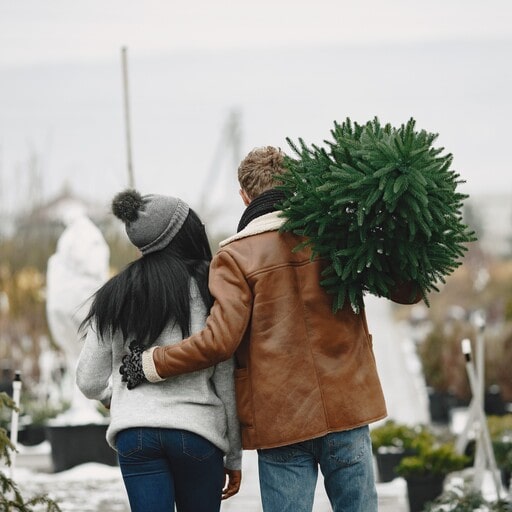 Couples go Christmas tree trimming together