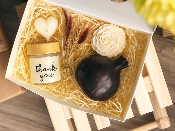 Scented Candle with a “Thank You” Sticker Label