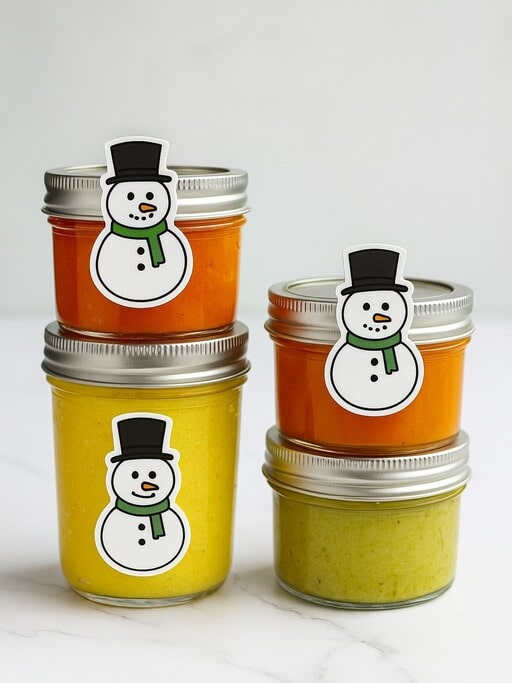 Seal homemade Christmas Jam Jars with die cut vinyl stickers