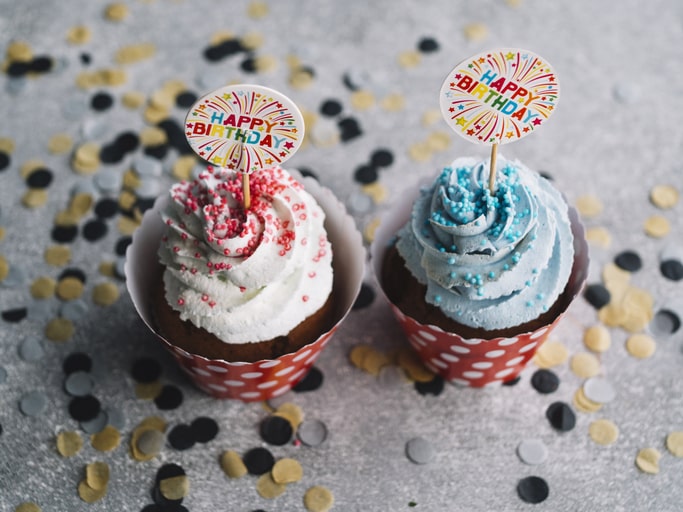How to Find the Best Birthday Party Themes: A Checklist for Every Celebration 10 Birthday cupcakes with toppers made of custom stickers