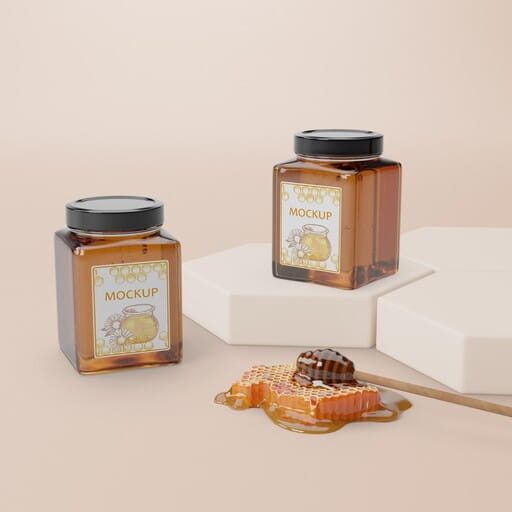 How to Make Honey Labels: A Practical Guide for Small Honey Brands 4 A standard honey jar with square labels